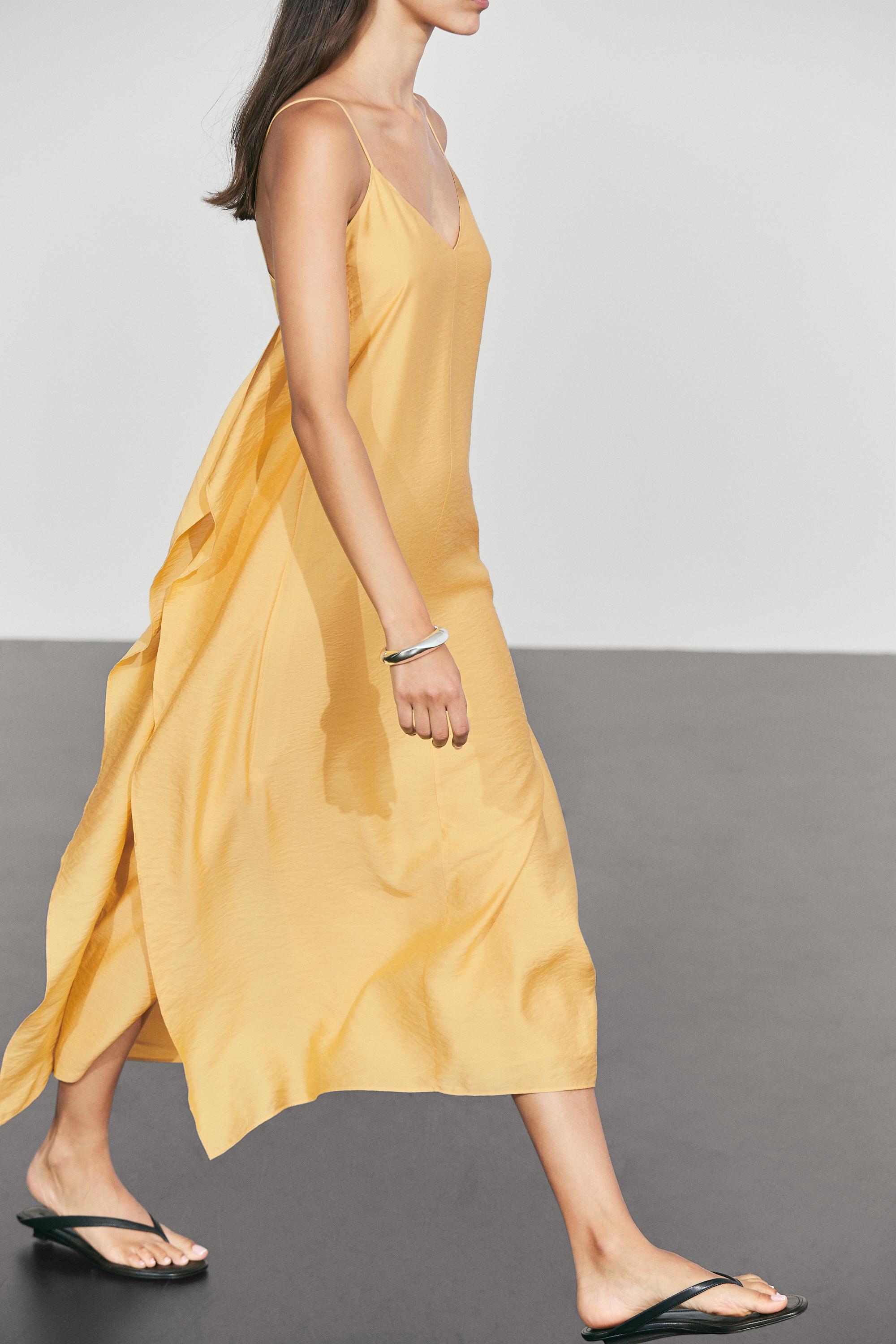 Flowing lingerie dress with ruffle detail