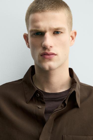 RELAXED FIT FLOWING SHIRT - Brown by Zara