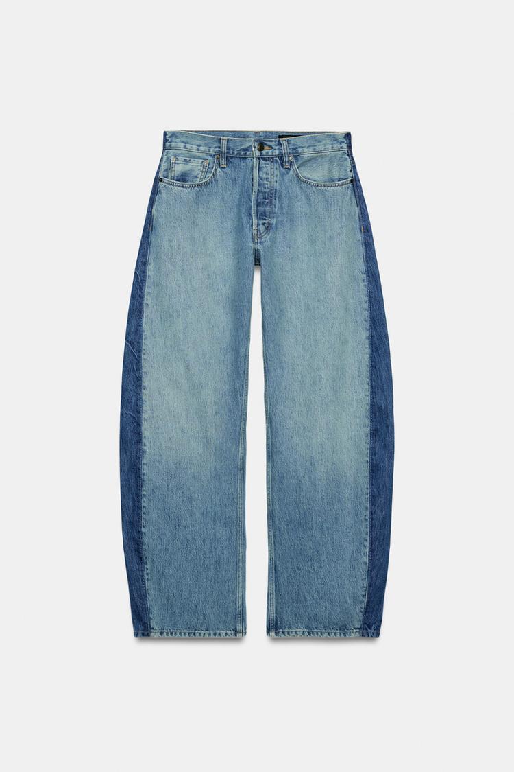 Jeans ZW COLLECTION de tiro medio y pierna barril con patchwork 6