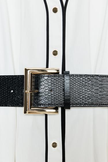 ROBE MIDI EN POPELINE LISERÉS CONTRASTE - Écru de Zara - Image 8