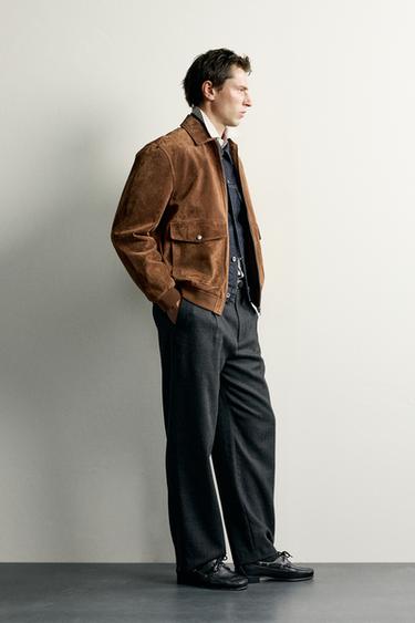 BLOUSON EN DAIM À POCHES - Cognac de Zara - Image 3