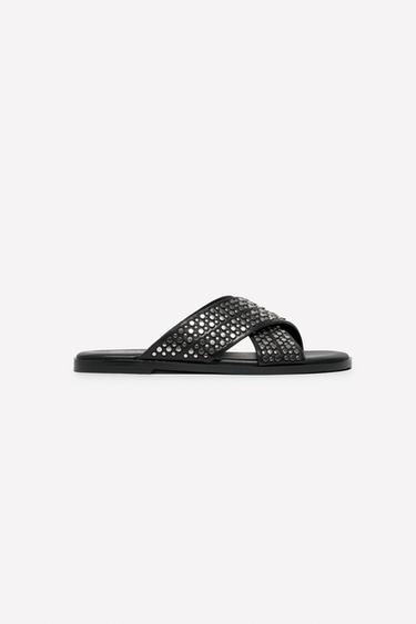 LUDOVIC DE SAINT SERNIN x ZARA LEATHER CROSSOVER SANDALS - Black by Zara