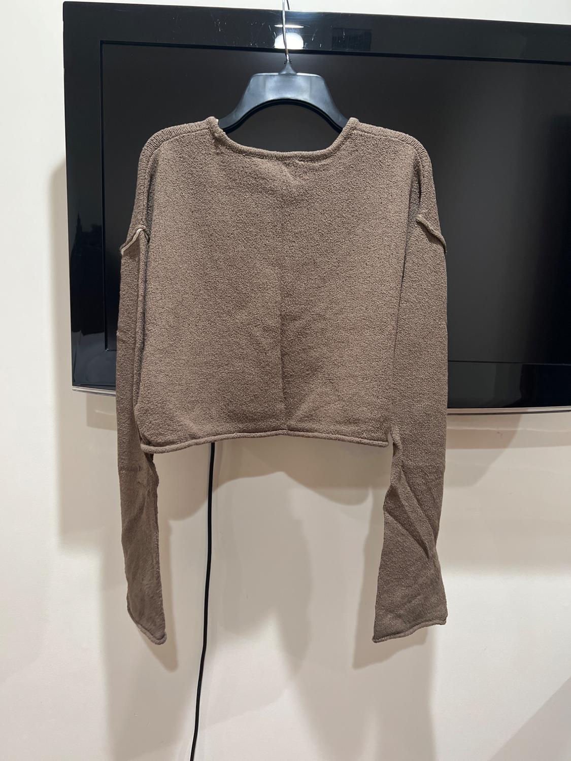 CONTRASTING PIPING CROP KNIT SWEATER - Image 3