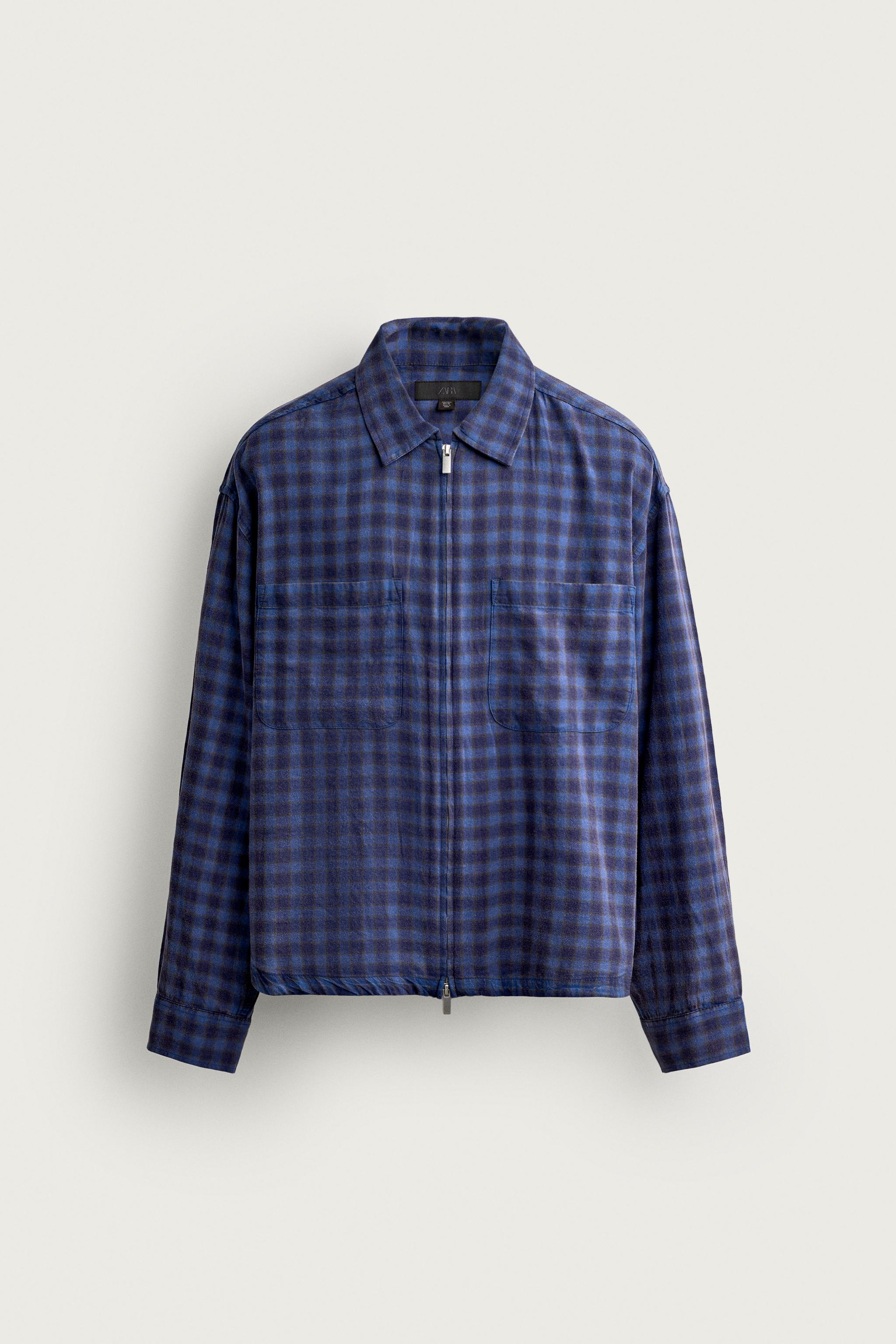 PLAID ZIP SHIRT — Purple