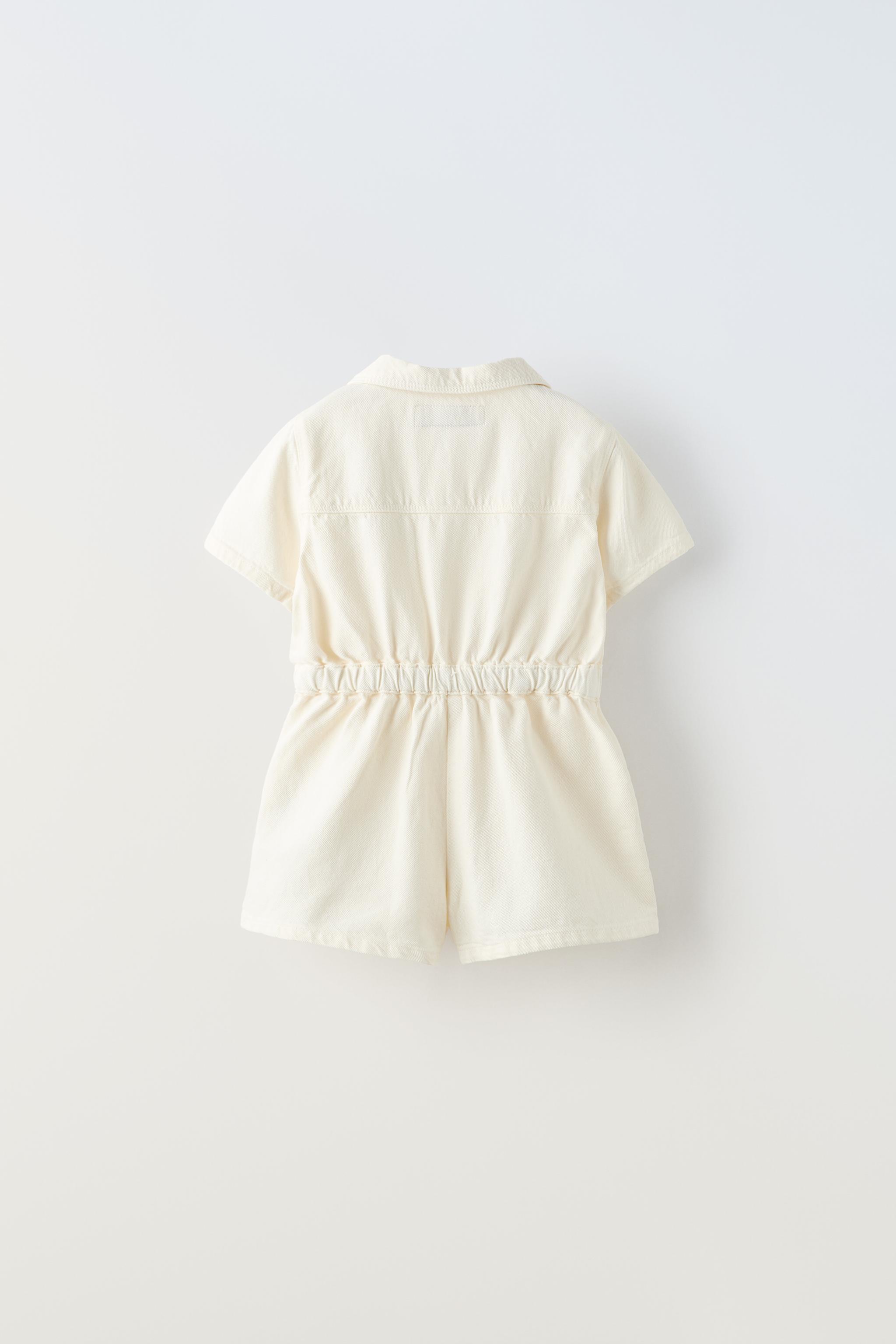 EMBROIDERED TWILL SHORT JUMPSUIT Ecru ZARA United States