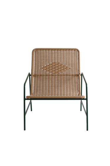 WOVEN OUTDOOR CHAIR WITH GEOMETRIC DETAIL - Brown / Green by Zara