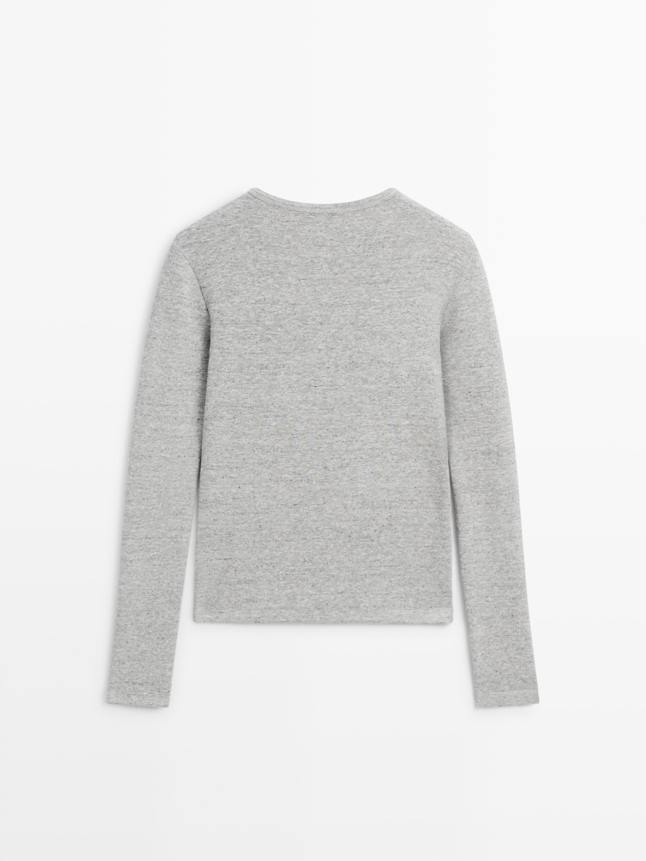 Long sleeve T-shirt with flecked detail