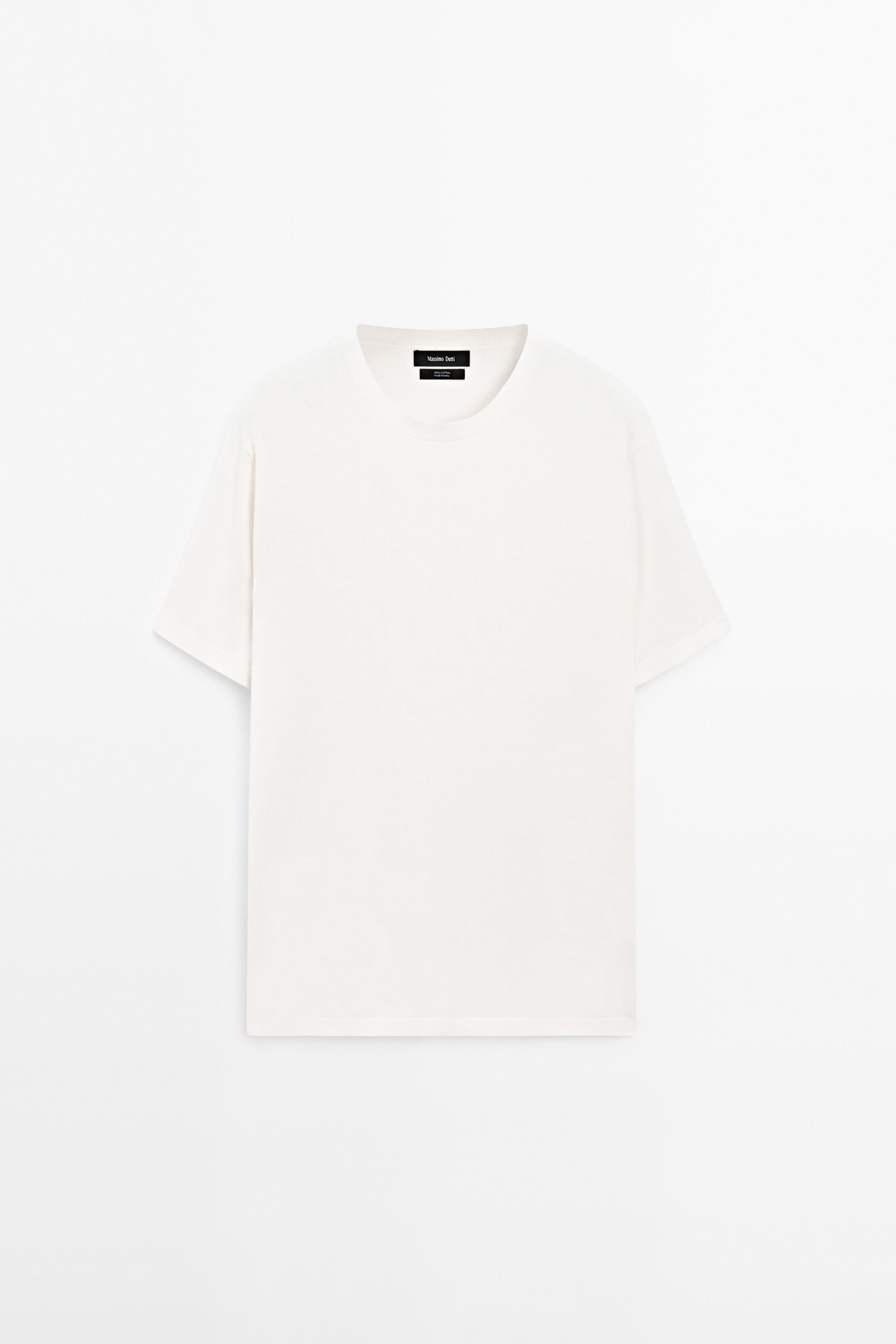 100% cotton short sleeve knit sweater — Ecru