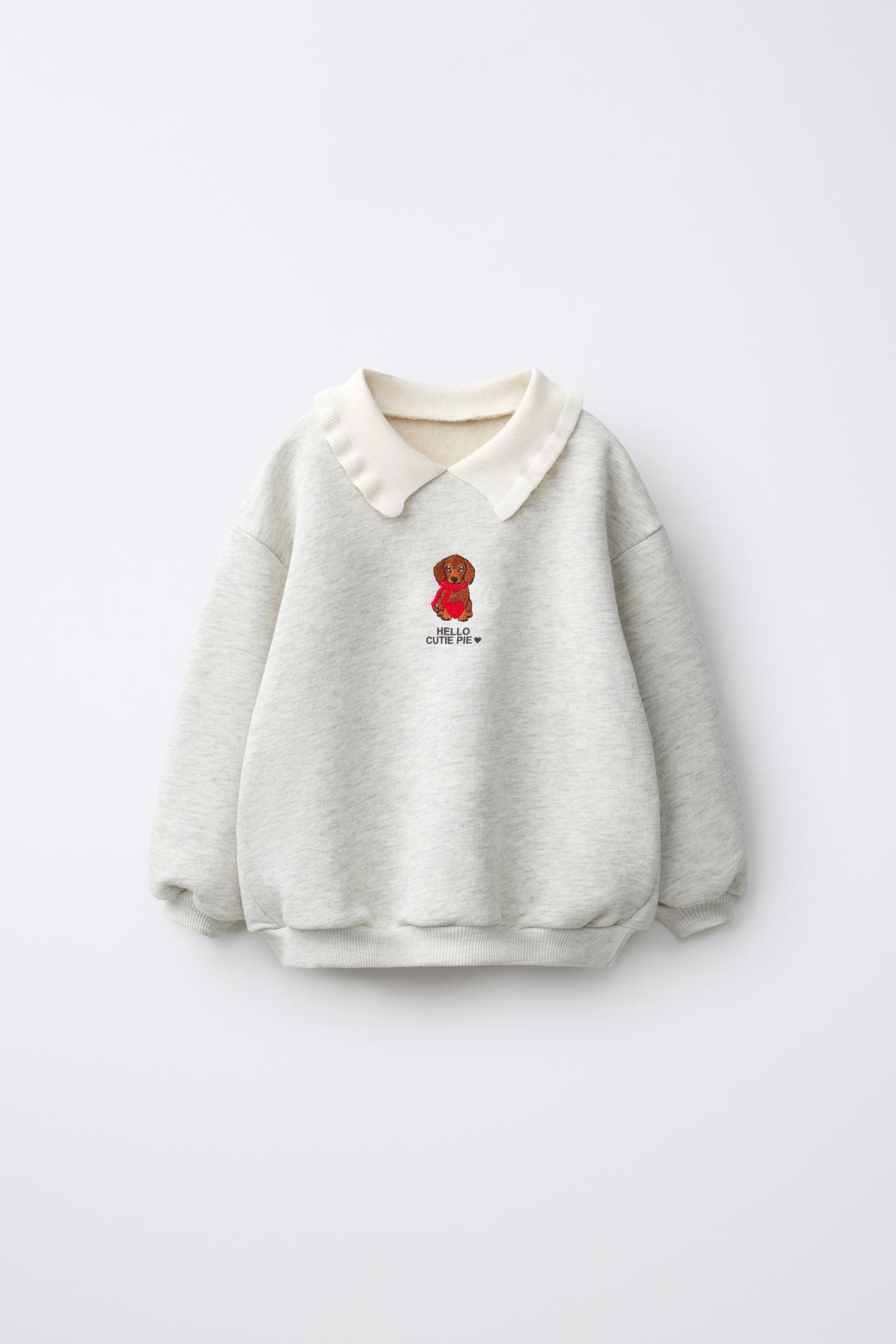 DOG POLO COLLAR SWEATSHIRT — Gray marl