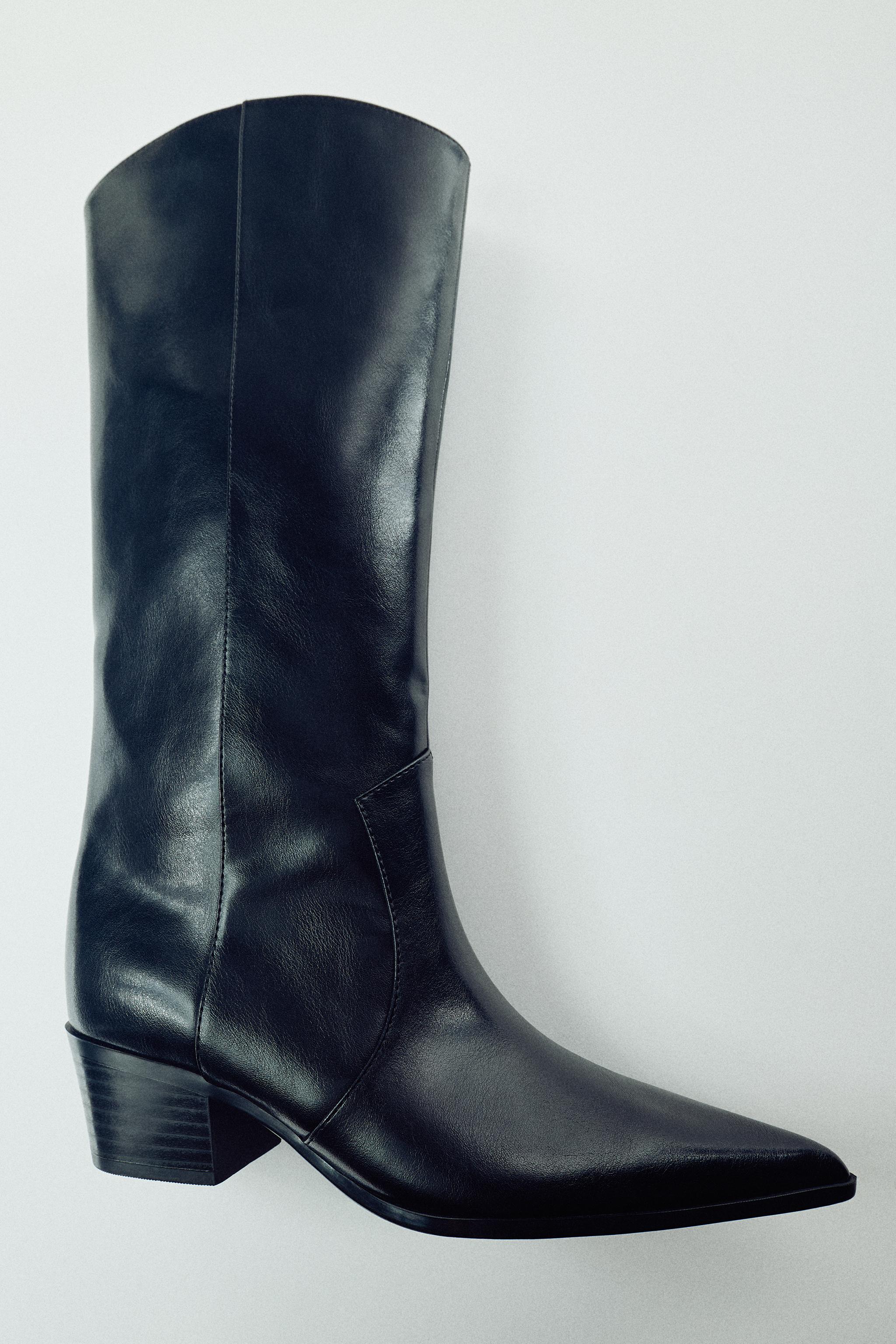 COWBOY HEELED BOOTS — Black