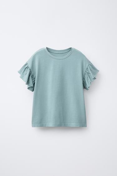 CAMISETA COM BABADOS - Azul-claro da Zara - Imagem 0