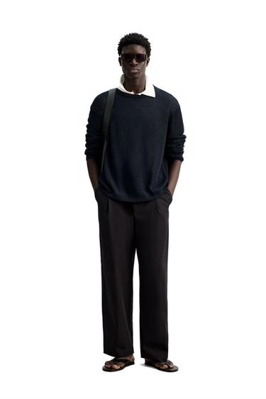 Zara 100% LINEN SWEATER - Dark navy - Image 0