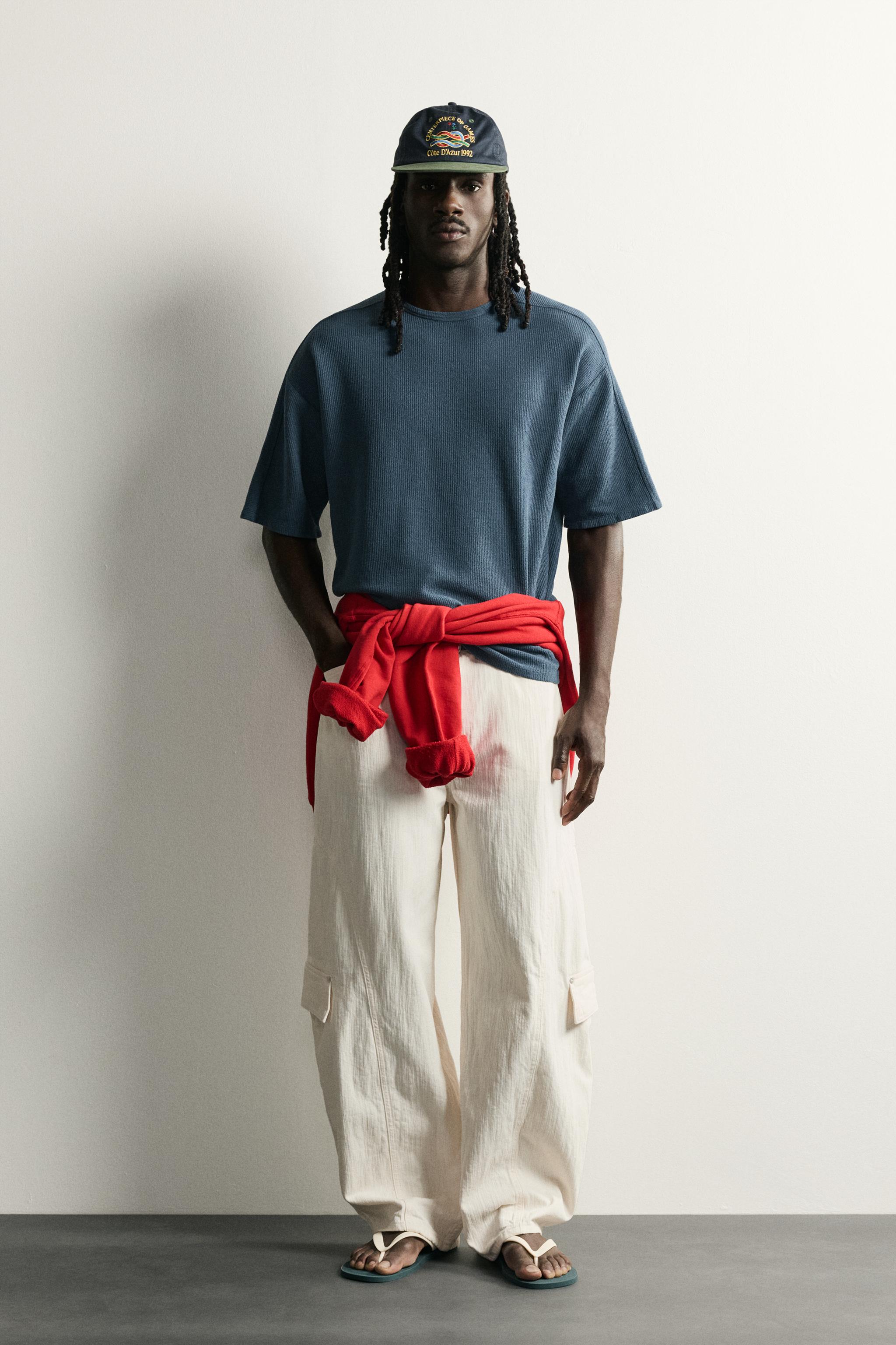 サルセーションEasy V-Knit Tee WASHED PRINTED KNIT T-SHIRT - Navy blue | ZARA United States
