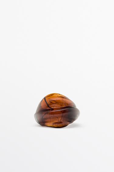 Zara Round volume glass ring - Caramel - Image 0