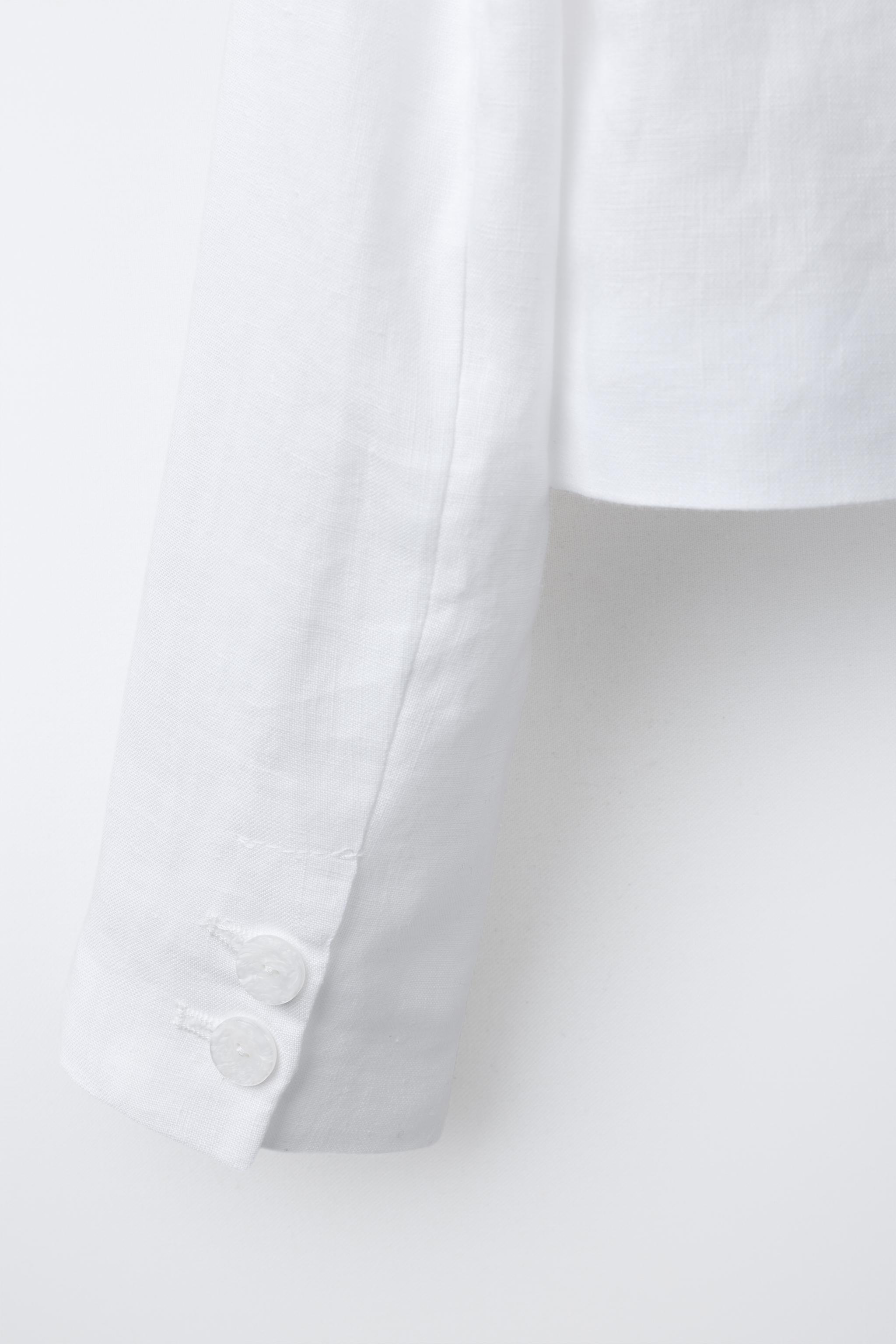 100% LINEN CROPPED BLAZER