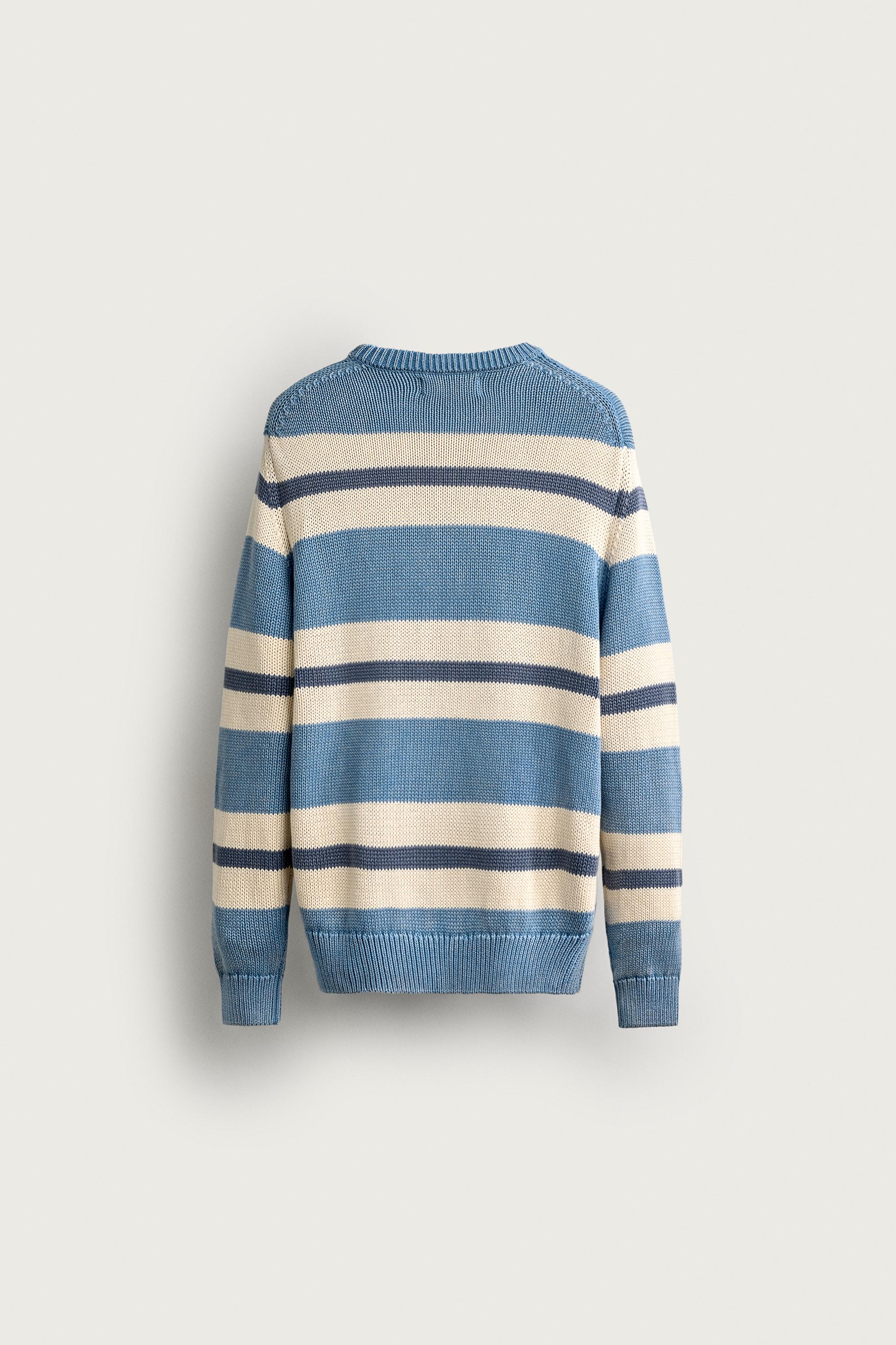 Zara YIKAMALI JAKARLI ÇİZGİLİ REGULAR FIT KAZAK görsel 7