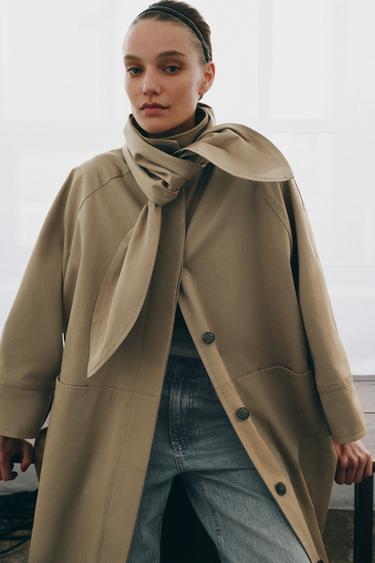 TRENCH OVERSIZE PAÑUELO ZW COLLECTION LIMITED EDITION - kaki-med de Zara
