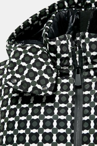 80% DOWN 20% FEATHER PADDED ANORAK WITH HOOD, WATER-RESISTANT, WINDPROOF, RECCO® TECHNOLOGY, SKI COLLECTION - Green / Ecru by Zara - Image 8