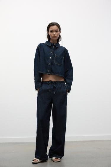 CROPPED DENIM SHIRT - Blue by Zara - Image 0