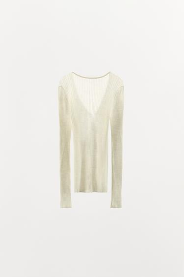 100% WOOL RIB TOP - Ecru by Zara - Image 4