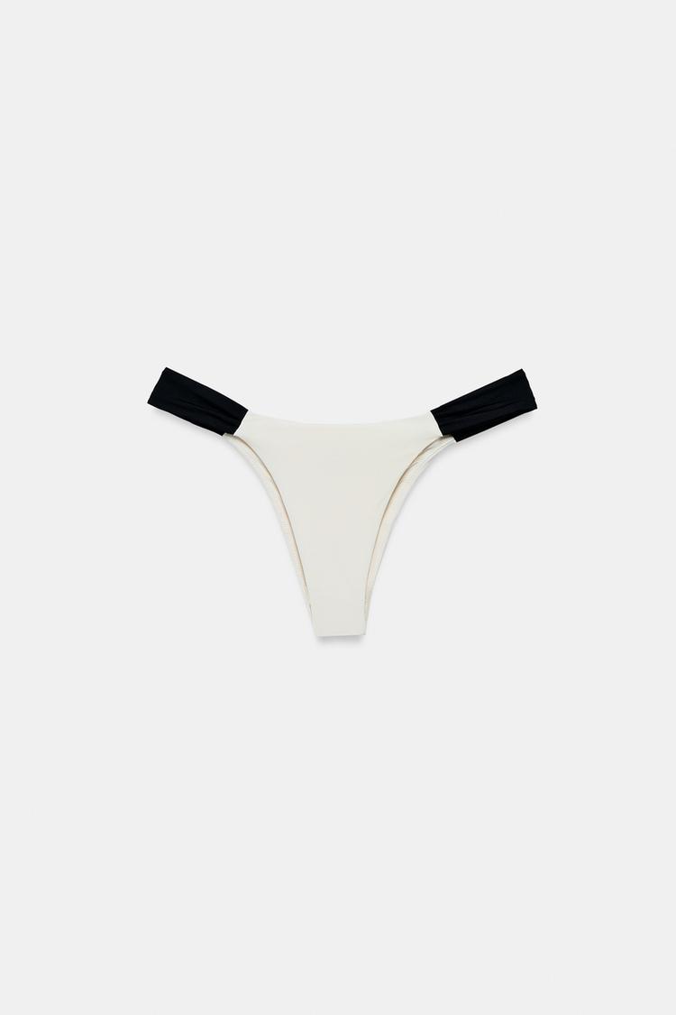 CONTRAST RUCHED BIKINI BOTTOMS