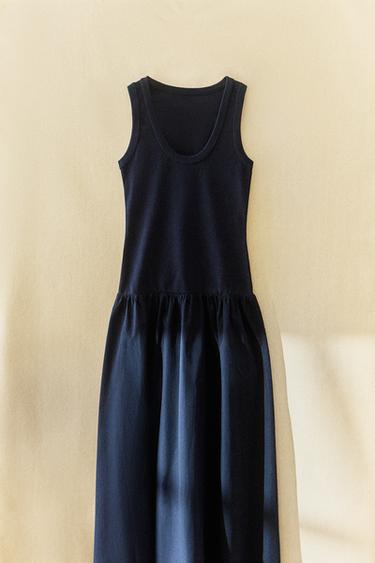 KLOKKENDE MIDI-JURK - Marineblauw van Zara