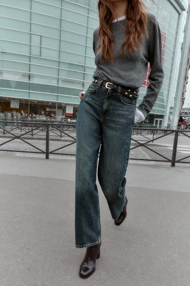 Z1975 STRAIGHT TAPERED HIGH-WAIST JEANS WITH BELT - Indigo by Zara - Image 2