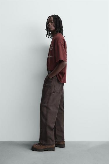 CONTRAST PRINT T-SHIRT - Maroon by Zara - Image 3