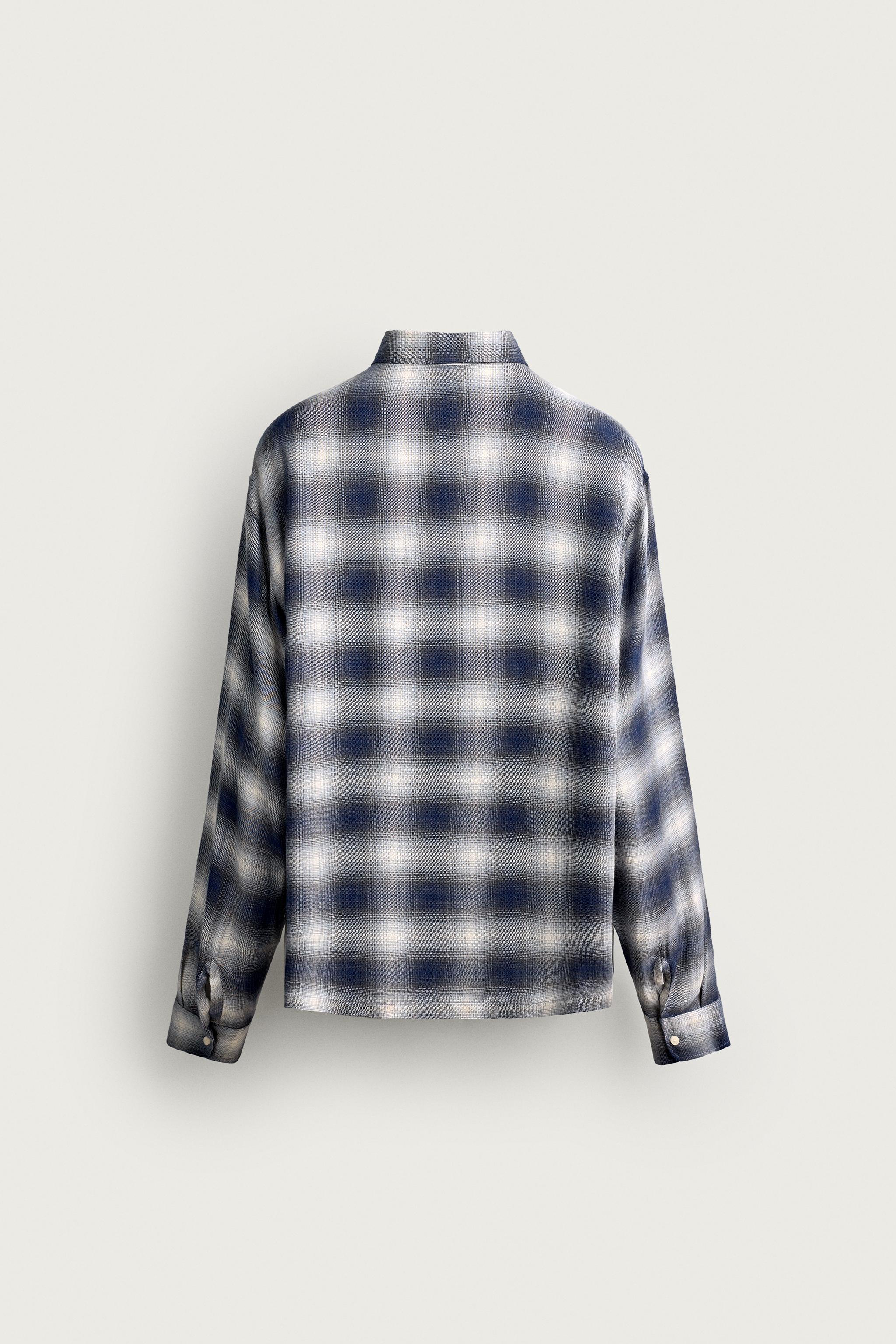 チェック柄フルイドシャツ - ブルー／ブラック | ZARA Japan / 日本
