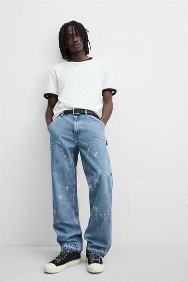 JEAN STRAIGHT FIT CARPINTERO DÉCHIRÉ - Bleu de Zara - Image 4