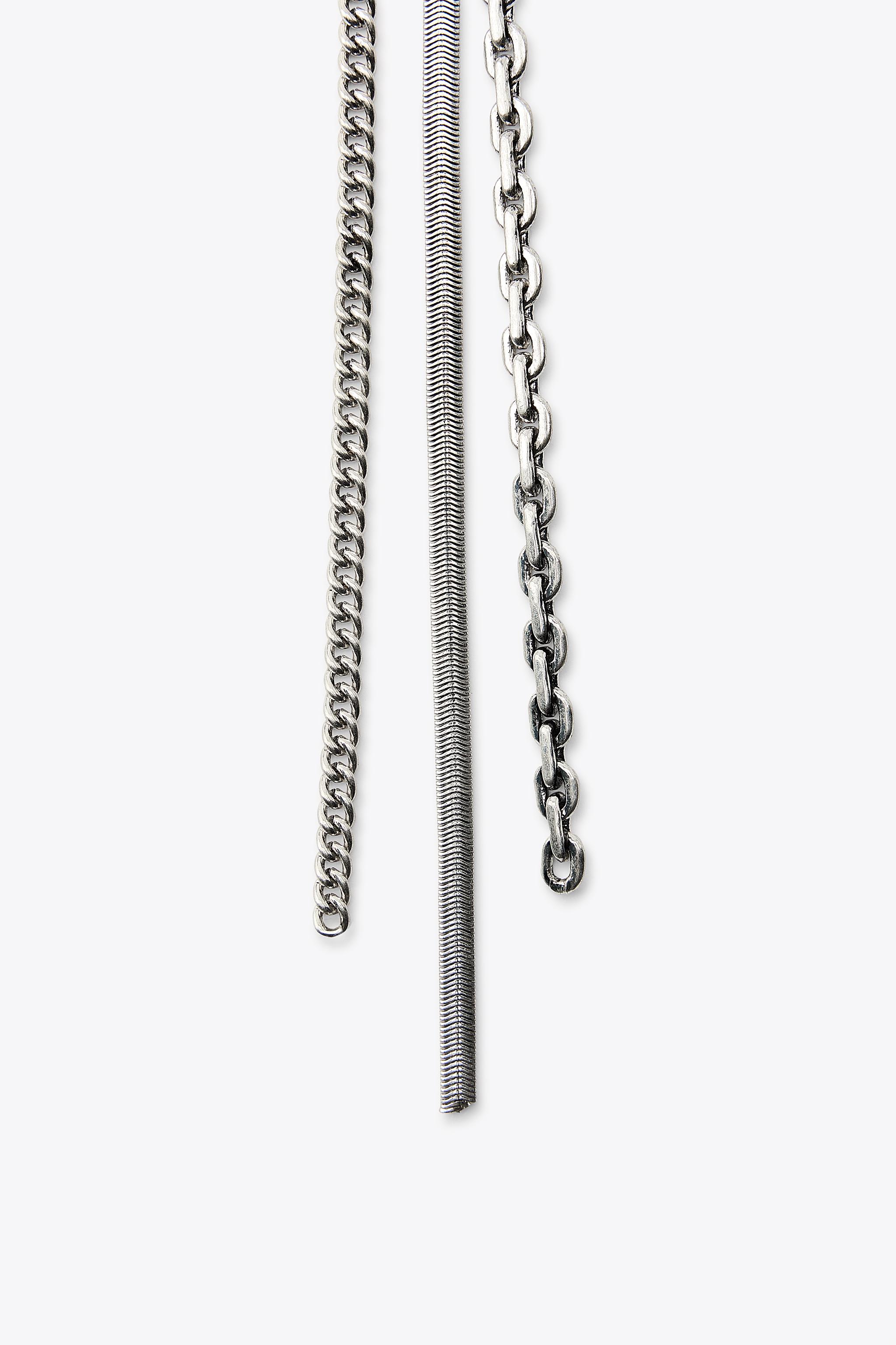 【ZARA】フラワーチェーンチョーカーネックレス 4736/091/808 FLOWER CHAIN CHOKER NECKLACE - Silver | ZARA United States