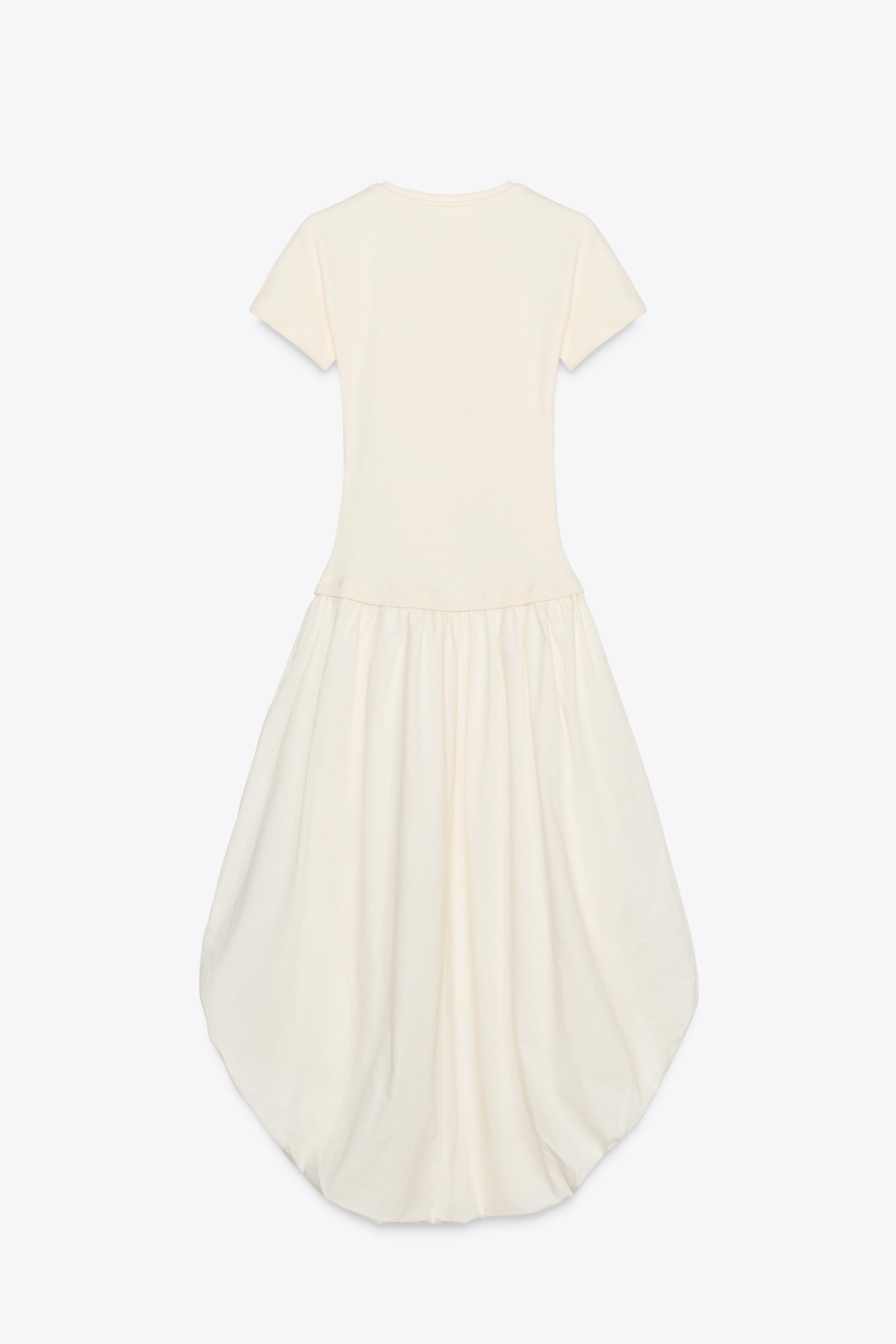 BALLOON COMBINATION DRESS - Ecru | ZARA United States
