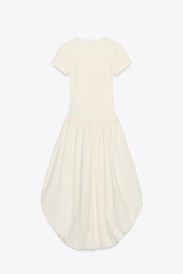 BALLOON COMBINATION DRESS - Ecru by Zara - Image 5