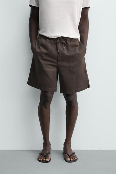 WASHED RELAXED FIT BERMUDA SHORTS - Brown by Zara