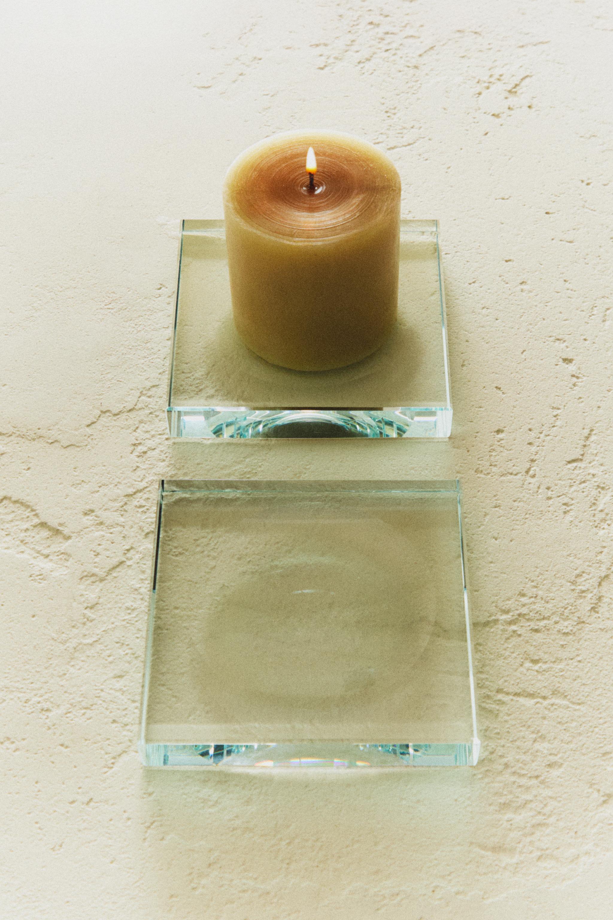 BOUGEOIR PLAT VERRE