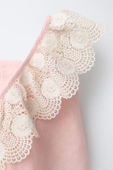 BLOUSE DENTELLE 100% LIN - Rose pastel de Zara - Image 2