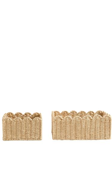 SMALL WAVY FIBRE BASKET - Light beige by Zara