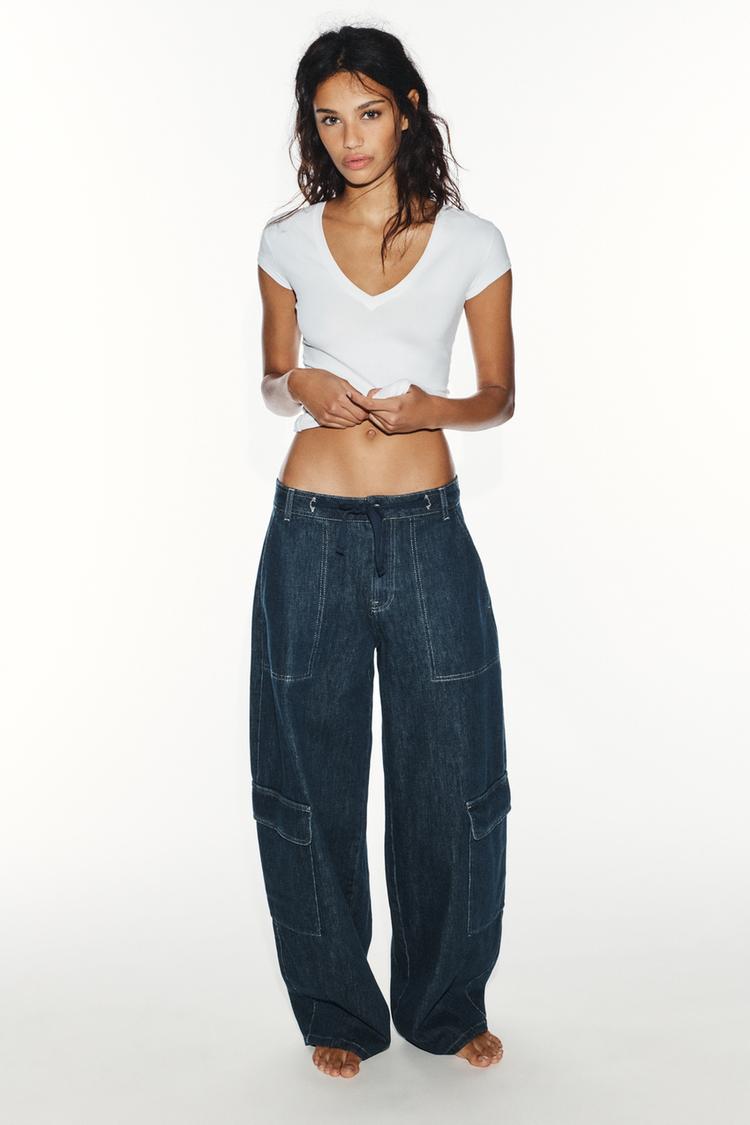 OVERSIZE CARGO PANTS — Navy blue
