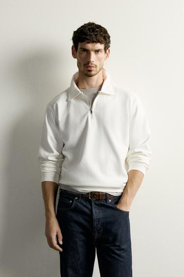 INTERLOCK ZIP POLO SWEATSHIRT — Oyster-white 2