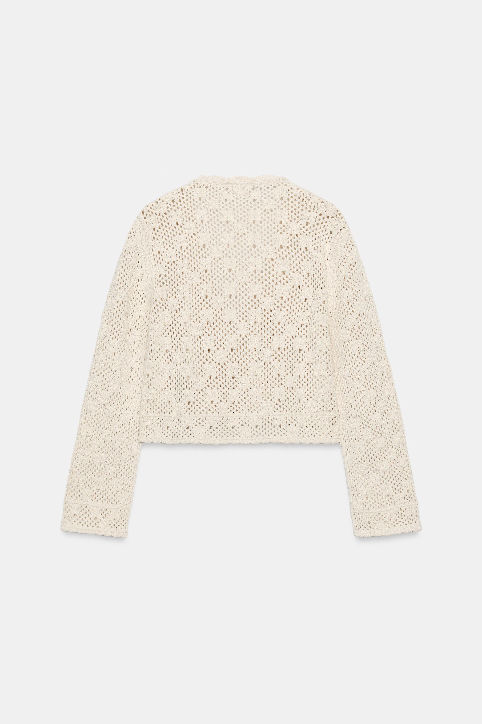 GILET EN MAILLE POINTELLE À FLEURS