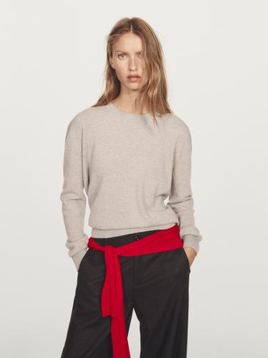 Jersey cuello redondo 100% cashmere - Visón de Zara