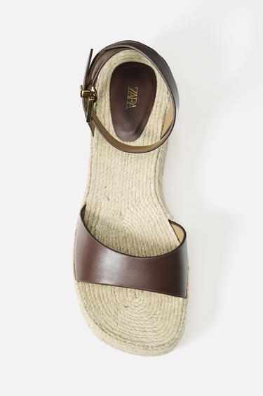 Zara BRAIDED WEDGE - Dark tan