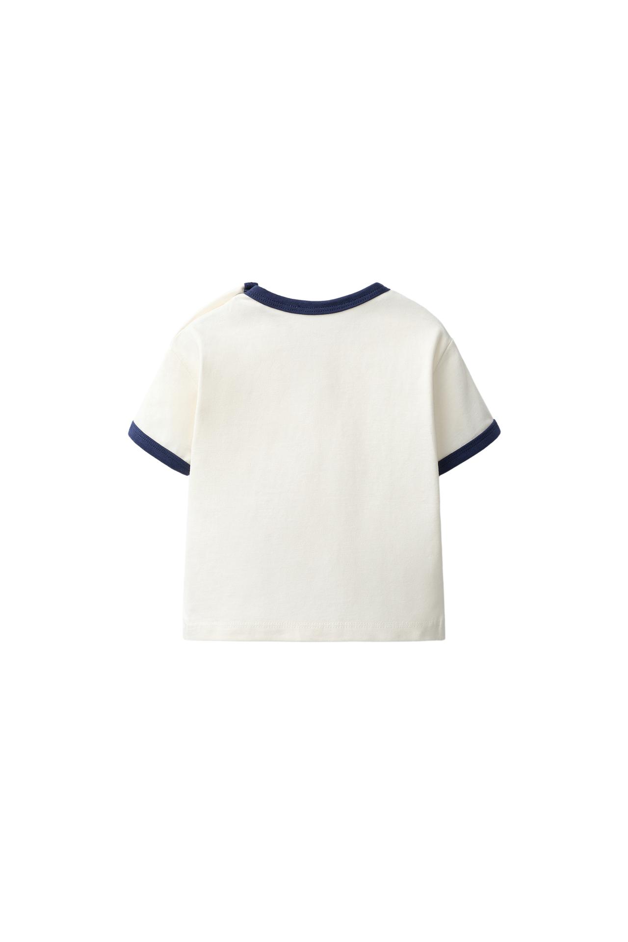 CONTRAST TRIM T-SHIRT — Ecru