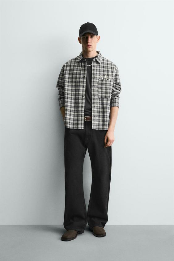 EMBROIDERED PLAID FLANNEL SHIRT