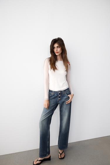 TRF LOW-RISE STRAIGHT JEANS - Navy blue by Zara