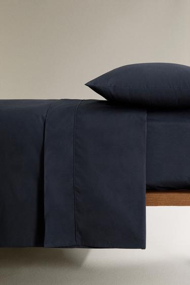 DRAP DE DESSUS COTON PERCALE (300 FILS) - Bleu nuit de Zara - Image 3