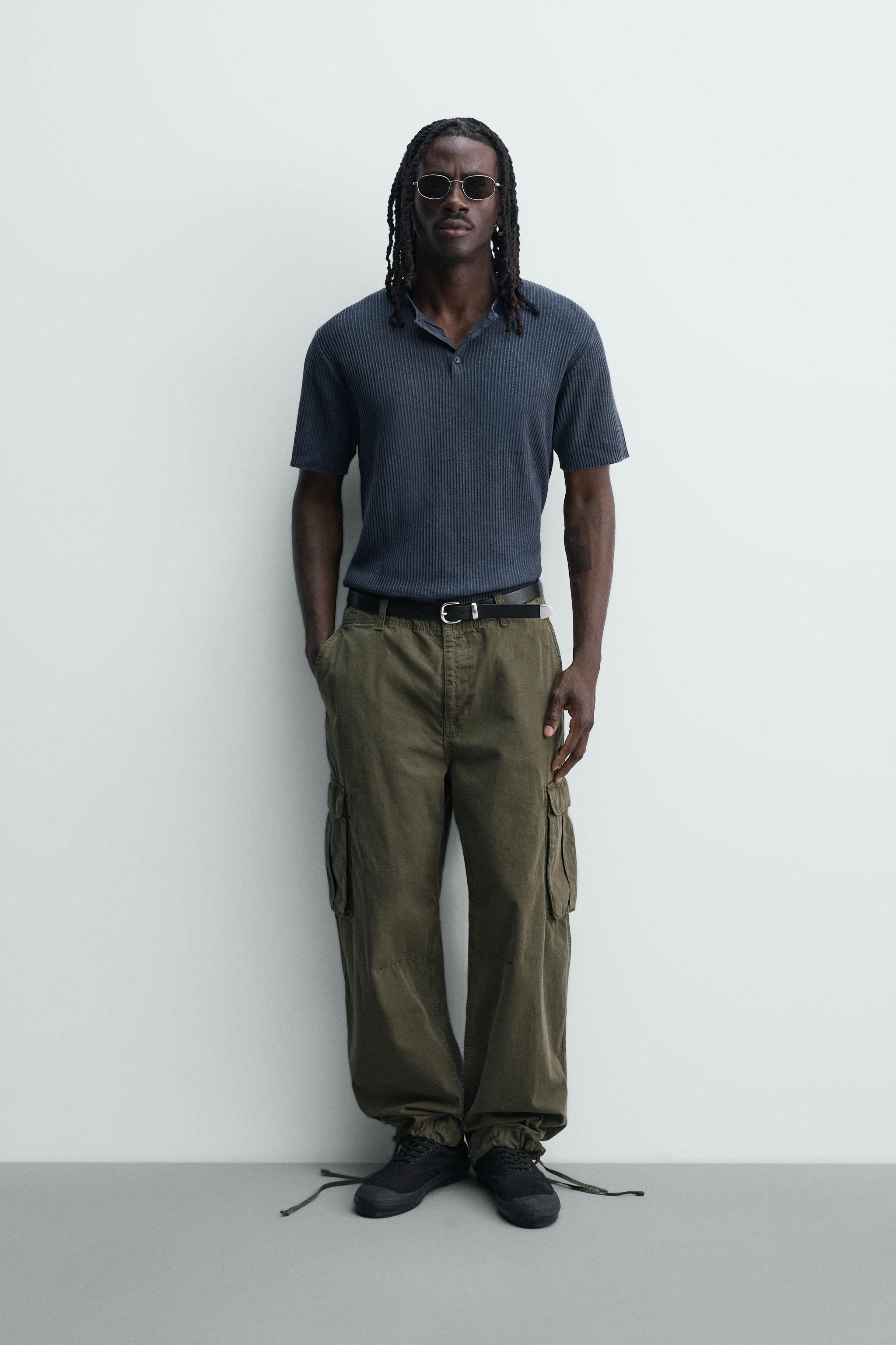 WASHED KNIT HENLEY T-SHIRT - Indigo | ZARA Singapore