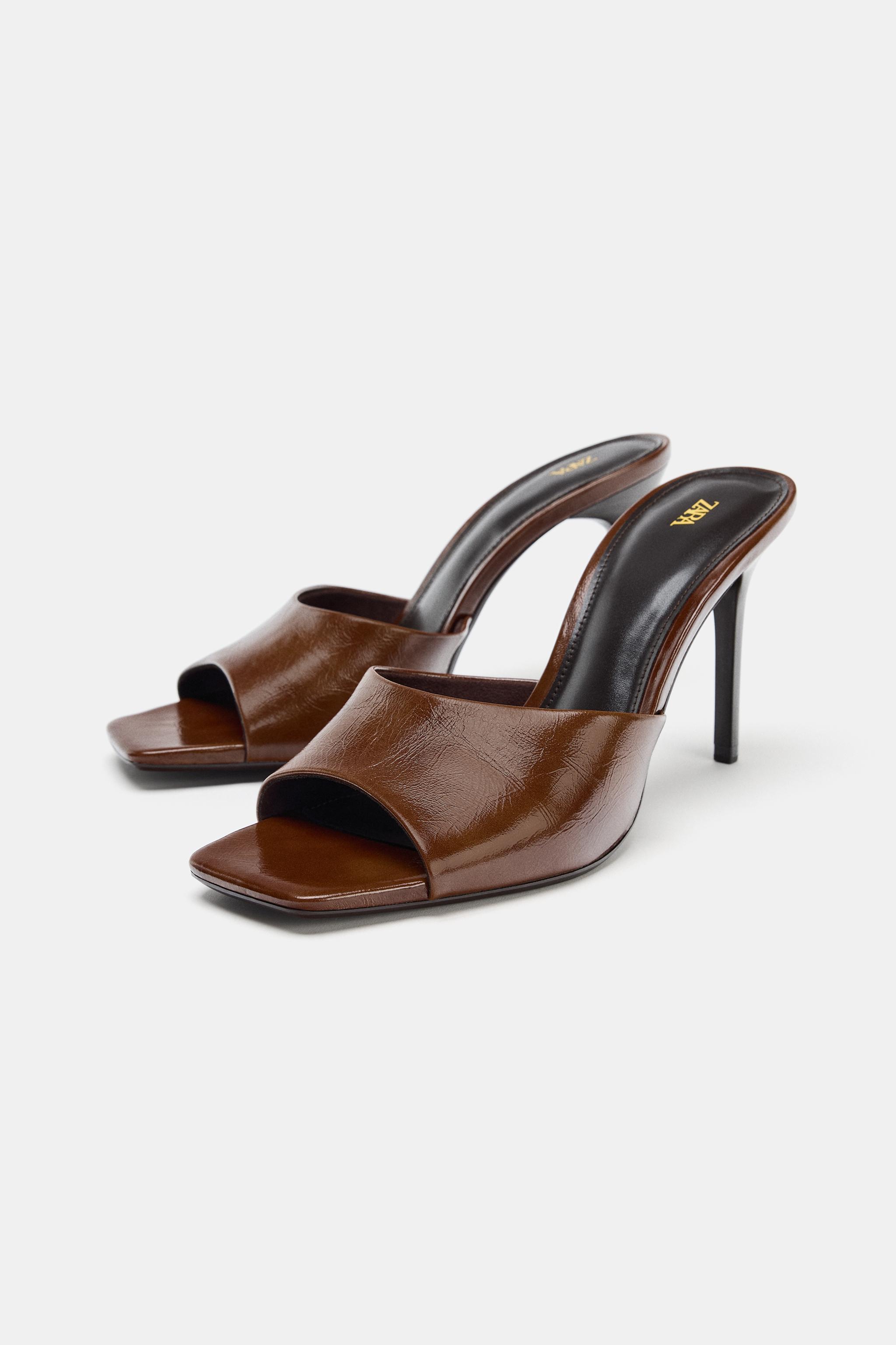 レザーハイヒールミュール - ブラウン | ZARA Japan / 日本