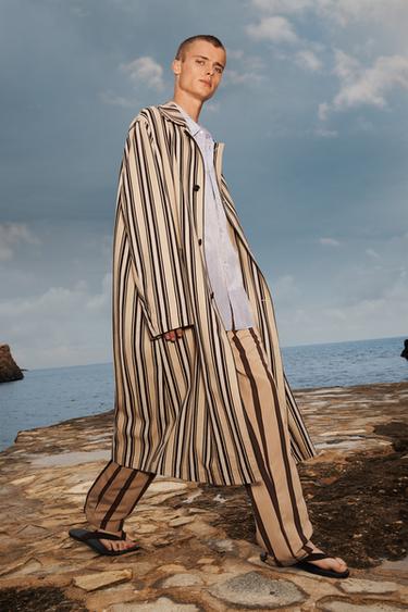 COTTON-LINEN STRIPE TRENCH COAT LIMITED EDITION - Burgundy by Zara
