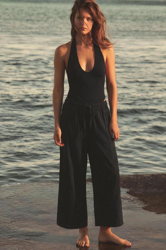 PYJAMA-STYLE TROUSERS WITH ELASTIC WAIST - Black by Zara - Image 0